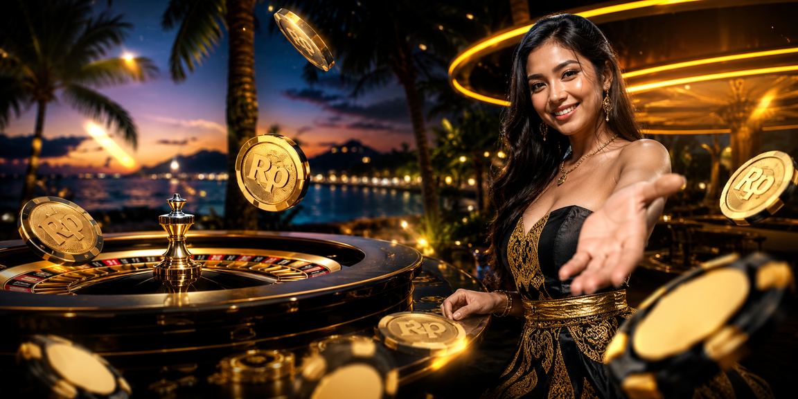 Meja roulette bergaya neon menyala di kasino malam yang meriah dan berwarna